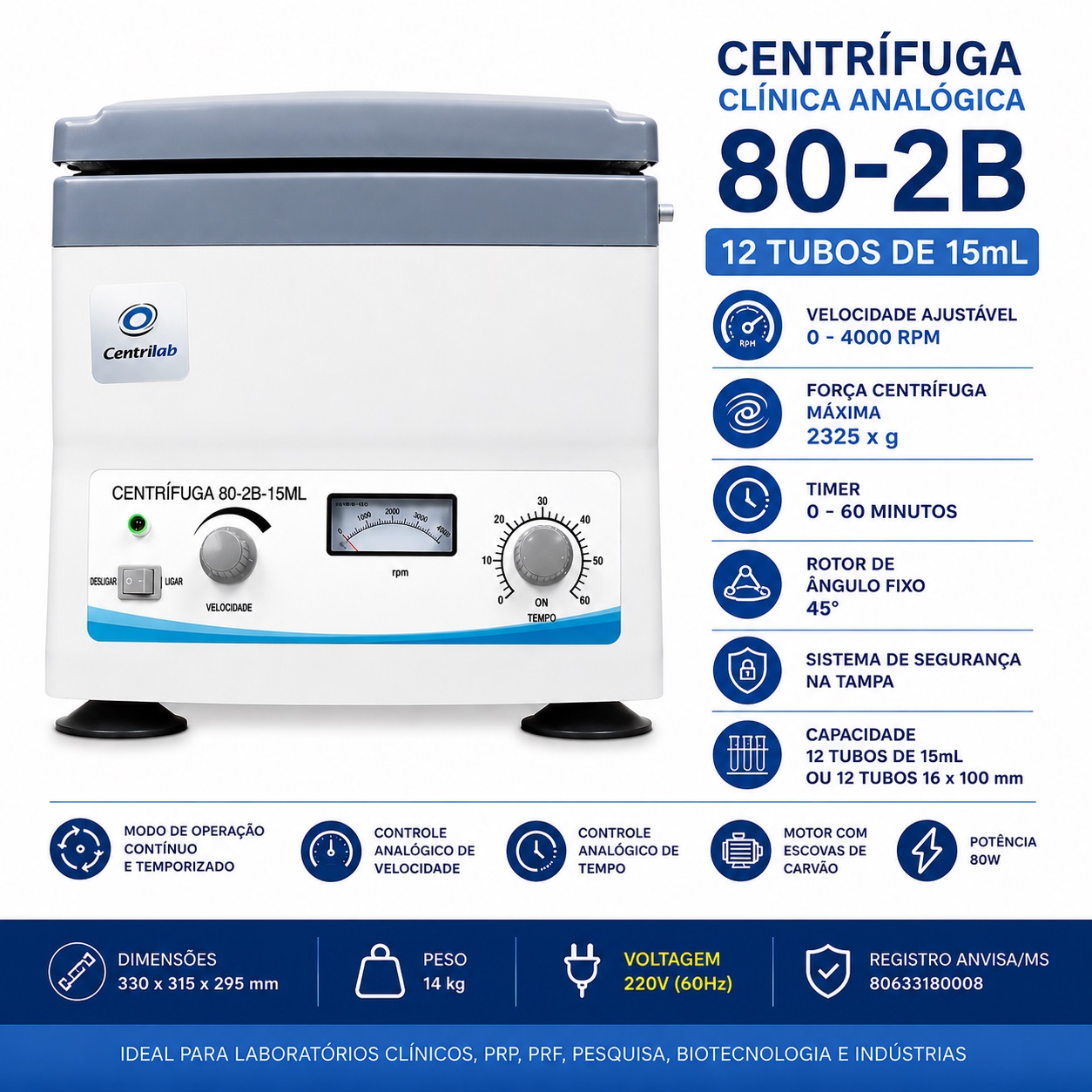centrifuga analogica 80-2 centrilab 220v folder gpt