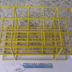 Estante em arame para 12 Tubos De Ensaio c/25 mm de diametro cobertura em PVC - Cor AMARELA