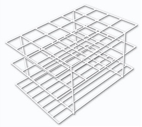 Estante em arame para 12 Tubos De Ensaio c/14 mm de diametro cobertura em PVC - Cor BRANCA