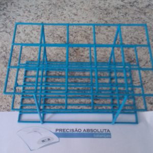 Estante em arame para 15 Tubos De Ensaio c/25 mm de diametro cobertura em PVC - Cor AZUL