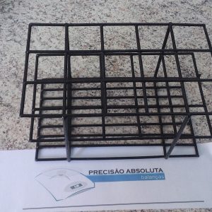 Estante em arame para 12 Tubos De Ensaio c/14 mm de diametro cobertura em PVC - Cor PRETA