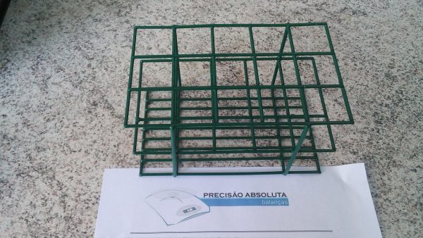 Estante em arame para 24 Tubos De Ensaio c/25 mm de diametro cobertura em PVC - Cor VERDE