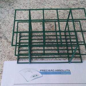 Estante em arame para 12 Tubos De Ensaio c/14 mm de diametro cobertura em PVC - Cor VERDE