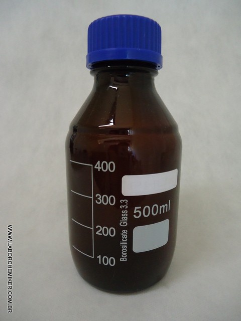 Frasco Reagente Vidro Boro 3.3 C/Tampa Rosca AMBAR -500 ml