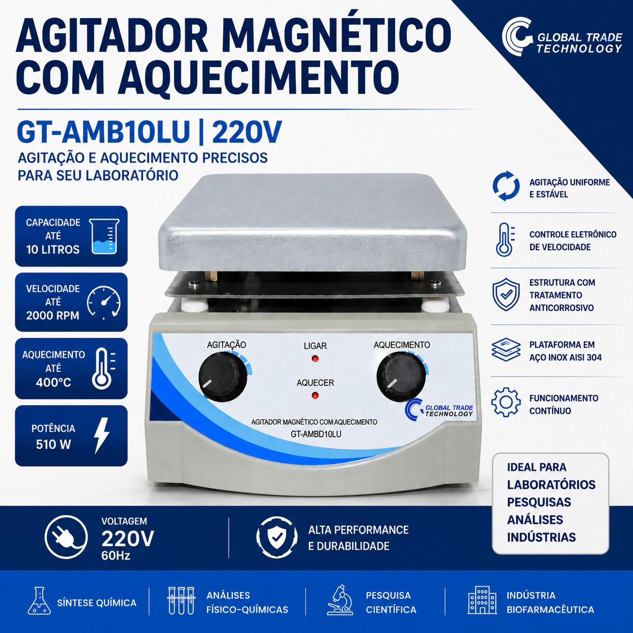 agitador gtamb-10l 220v folder gpt 2