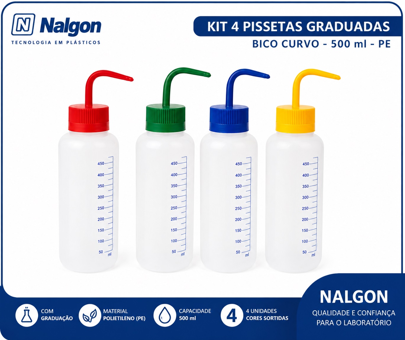 kit 4 pissetas 500 ml graduado folder gpt