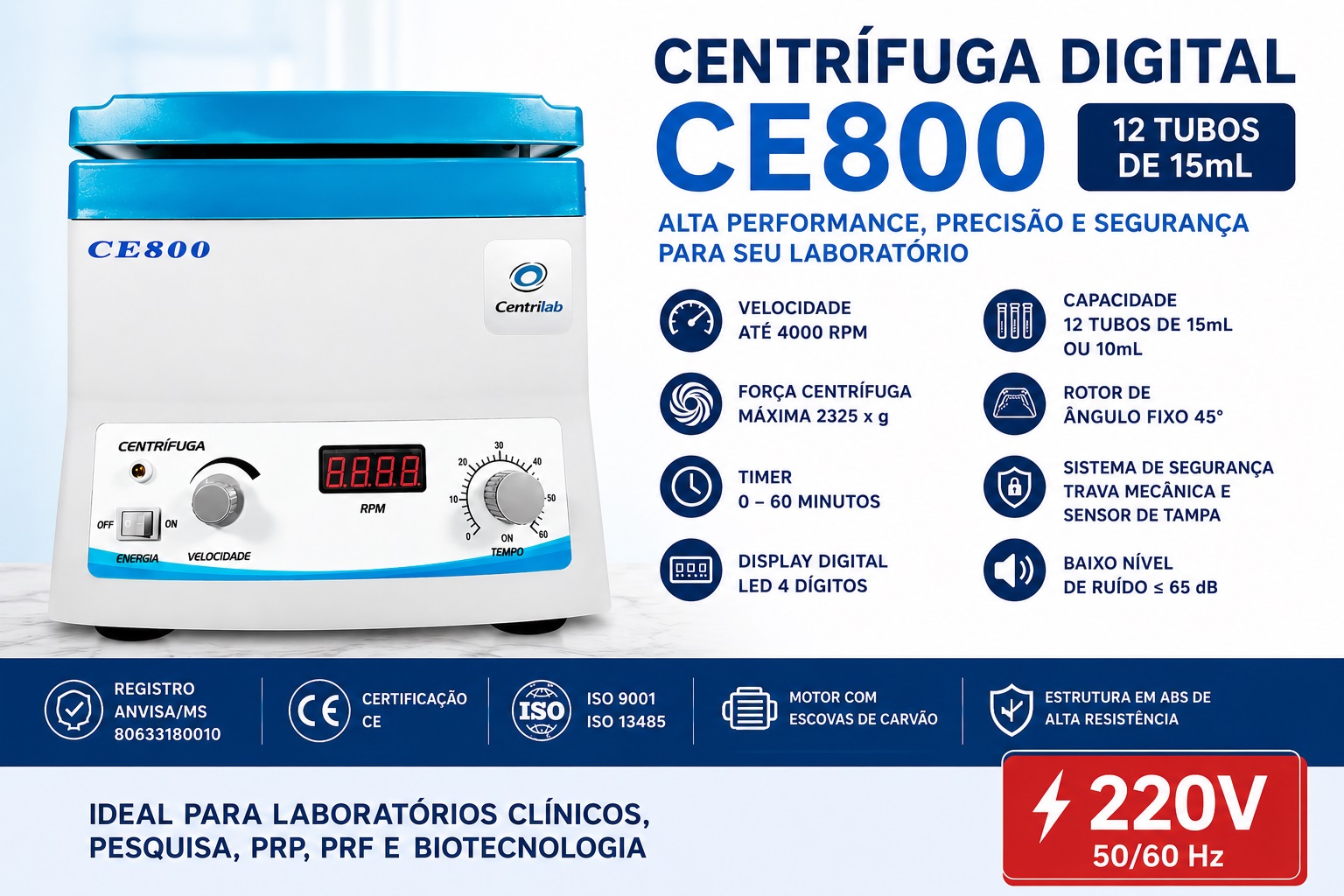 centrifuga digital ce800 220v folder gpt