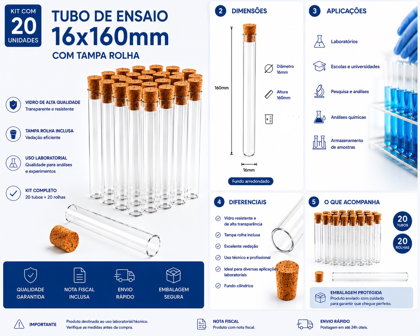 tubo 16 x 160 rolha foto nova