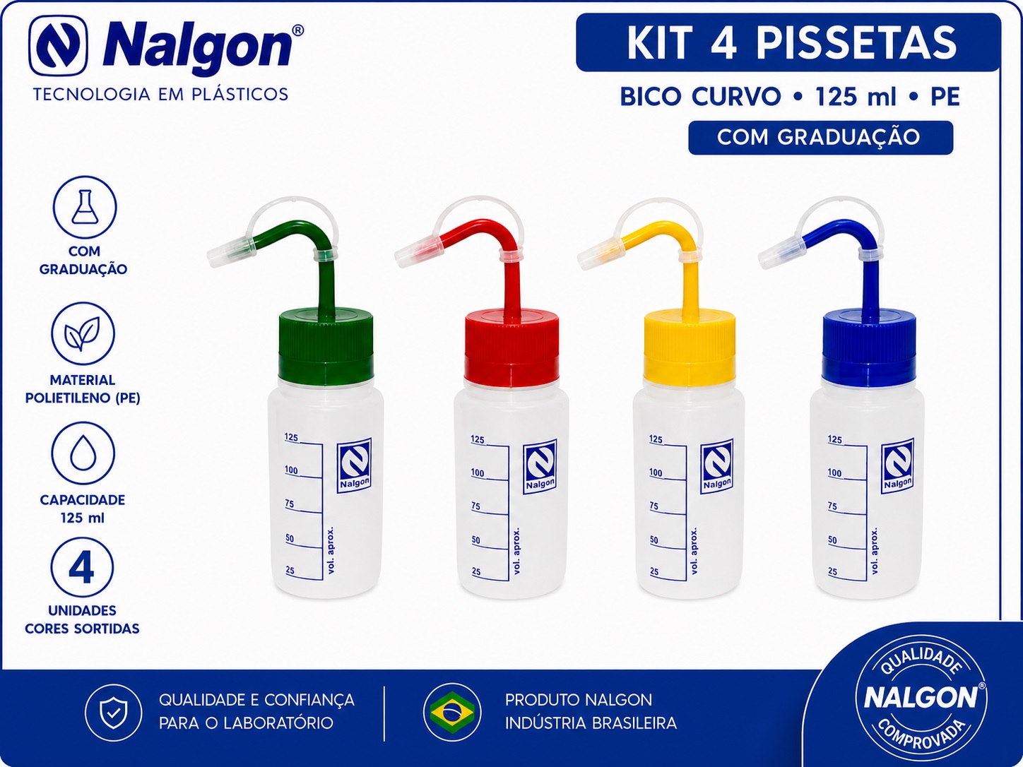 kit 4 pissetas 125 ml graduado folder gpt