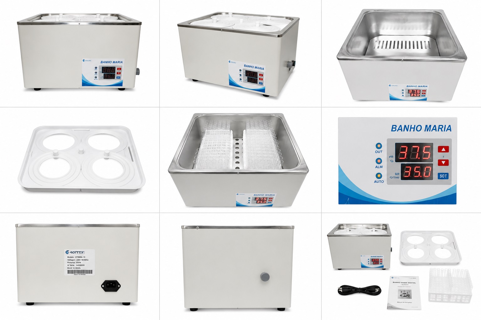 banho maria 4 bc 12 l agitação carrossel fundo branco